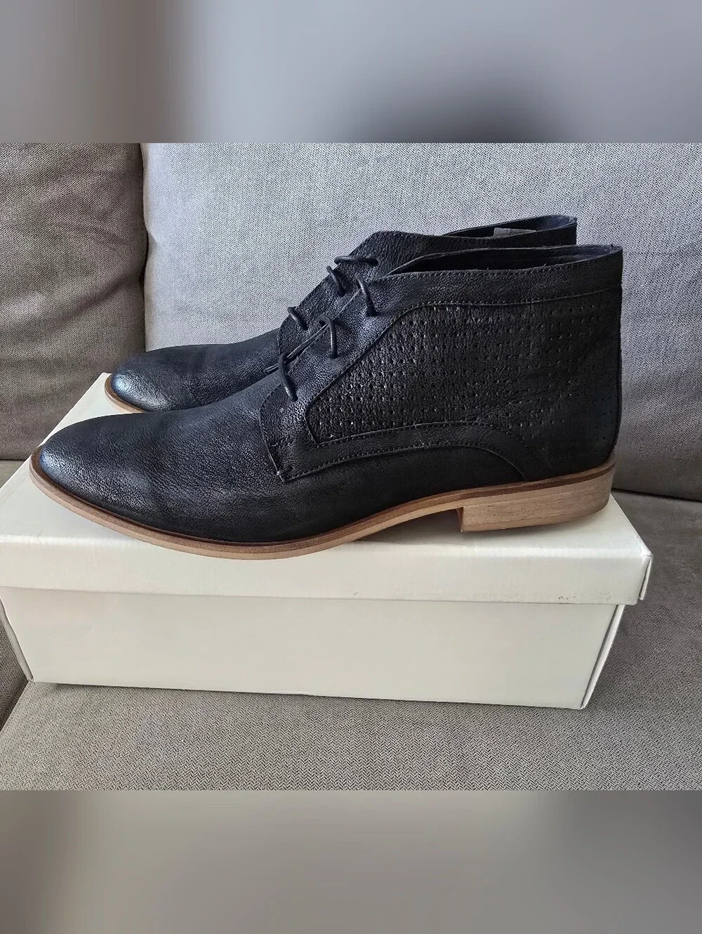 NIB Steve Madden Kain Men's Black Lace-Up Chukka Boots - EU45 US11.5